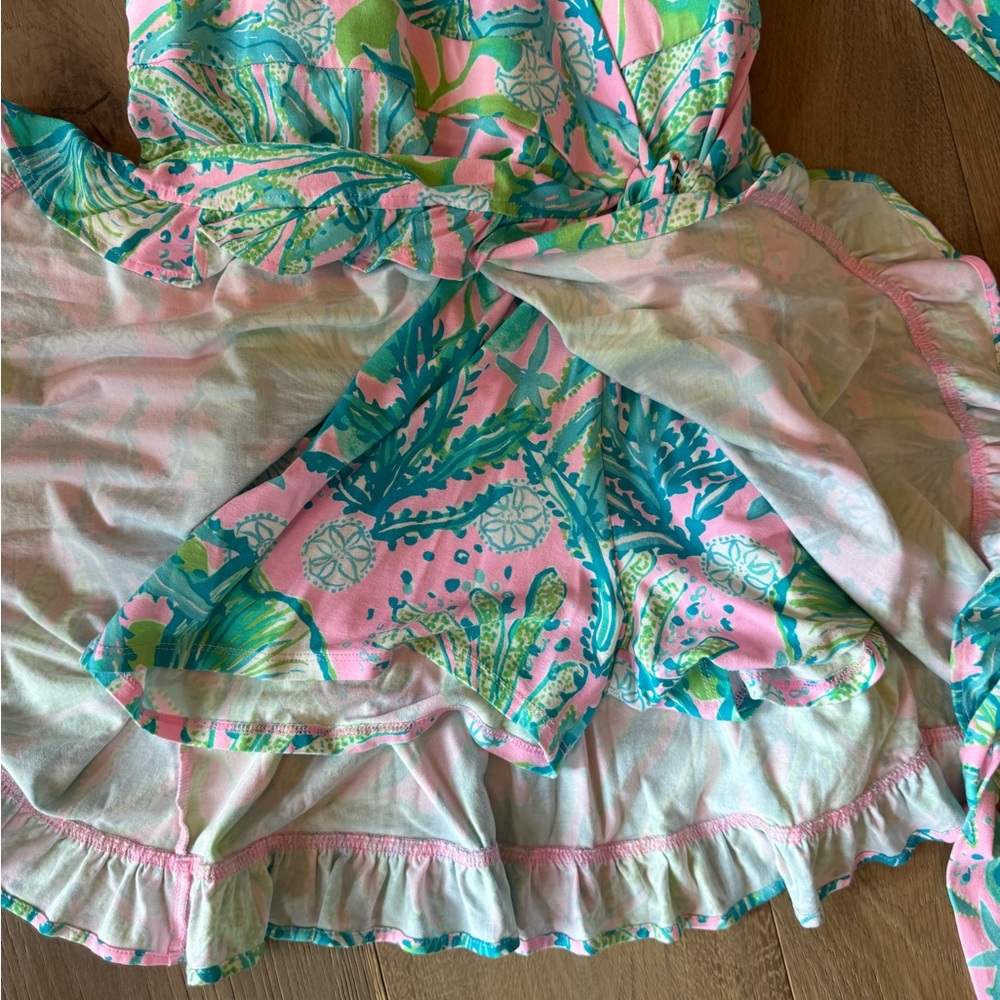 Lilly Pulitzer Colorful Wrap Romper with Tropical Print - Picture 2 of 4